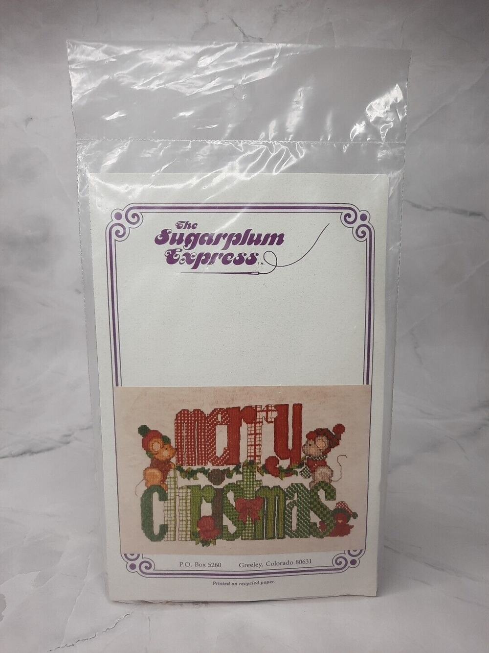 Vintage The Sugarplum Express Waste Canvas Cross Stitch Kit Merry Christmas Mice